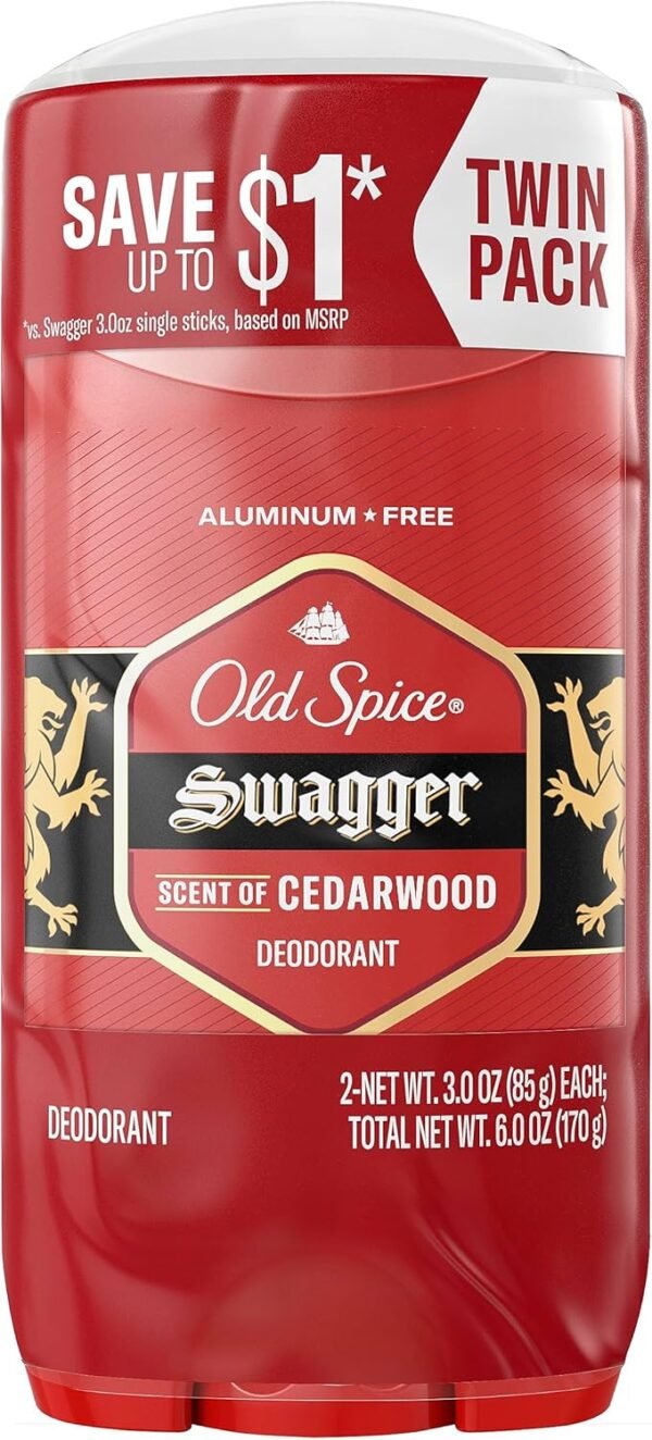 Old Spice Men's Deodorant Aluminum-Free Swagger, 3.0oz Twin Pack